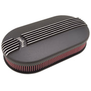 Edelbrock Air Cleaner Classic Series Oval Aluminum 17 5In X 9 35In X 4 45In Dual Carburetor Black Edelbrock Air Filters - Universal Fit