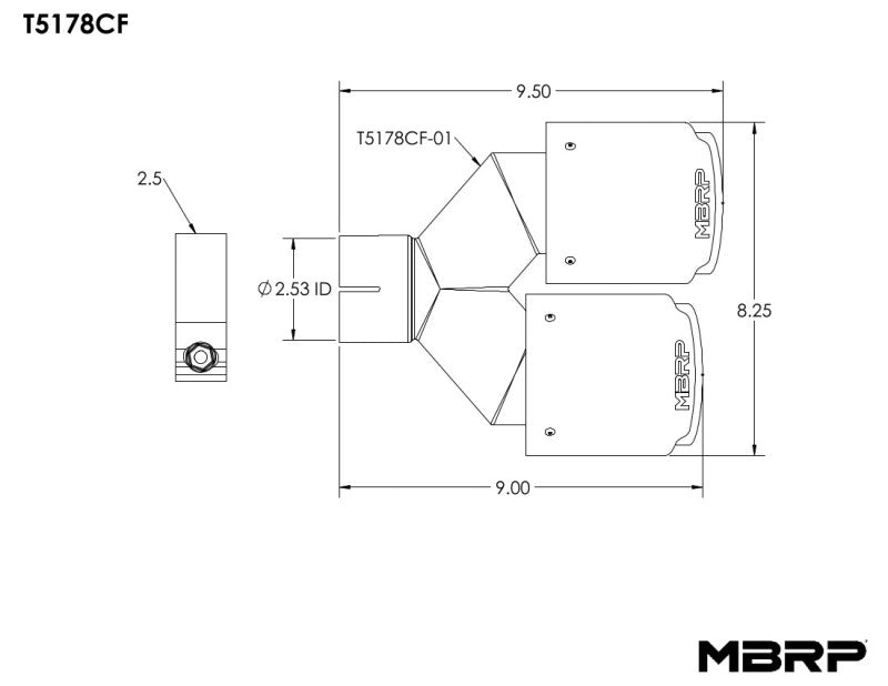 MBRP Universal Carbon Fiber Dual Tip 4in OD/2.5in Inlet MBRP Tips