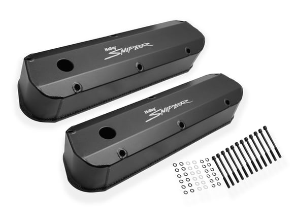 Sniper Valve Cover - Fabricated Aluminum - Ford Small Block - Long Bolt - Black 890012B HOLLEY Autoparts