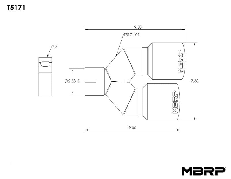 MBRP Universal T304 SS Dual Tip 3.5in OD/2.5in Inlet MBRP Tips