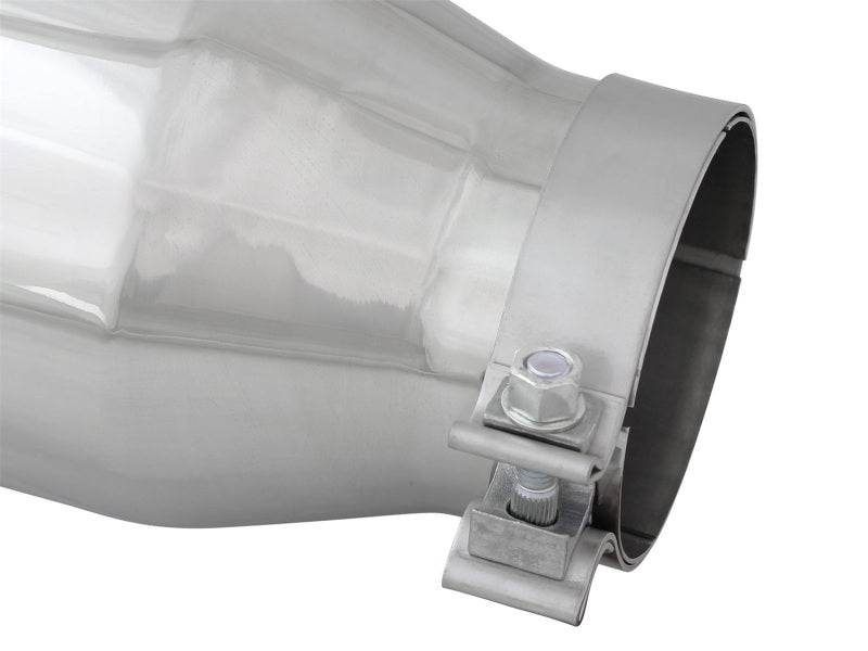 aFe MACH Force-XP 304 SS Single Wall Polished Exhaust Tip Pair 4in Inlet x 6in Outlet x 15in L aFe Tips