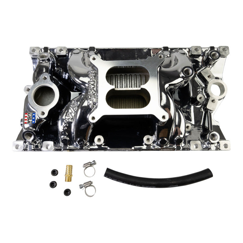 Edelbrock RPM Air-Gap Manifold for Small-Block Chevy Vortec - Chrome Plasma Edelbrock Intake Manifolds
