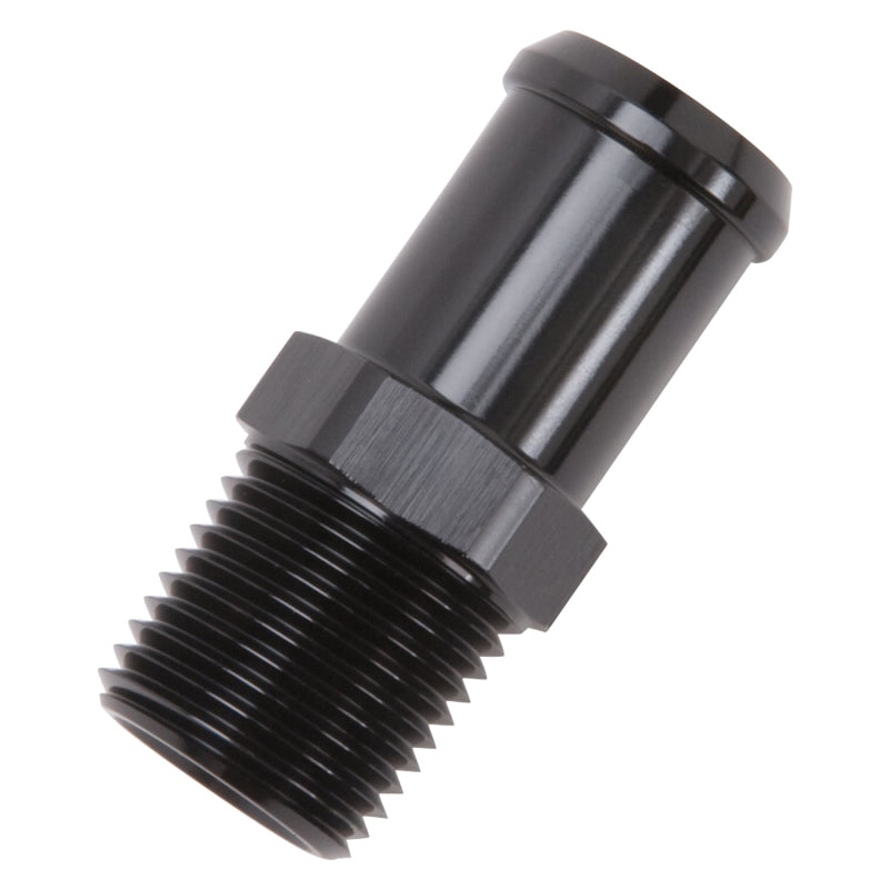Edelbrock Hose End Straight 1/2In NPT to 3/4In Barb Black Anodize Edelbrock Fittings