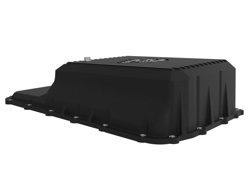 aFe 20-21 Ford Truck w/ 10R140 Transmission Pan Black POWER Street Series w/ Machined Fins aFe Diff Covers