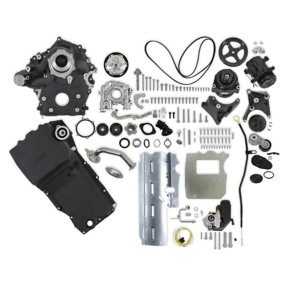 Holley Godzilla High-Mount Accessory Drive - With Holley Swap Oil Pan and Pump - Complete Kit - Black 20-340BK HOLLEY Autoparts