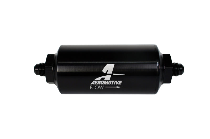 Aeromotive In-Line Filter - (AN-6 Male) 40 Micron Stainless Mesh Element Bright Dip Black Finish Aeromotive Fuel Filters