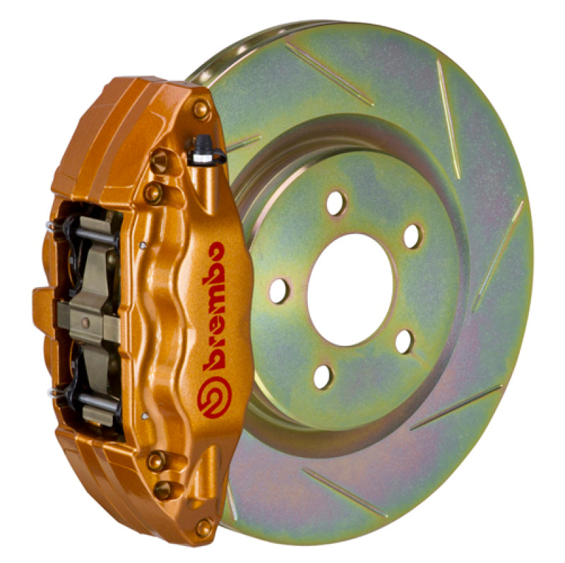 Brembo 02-07 Impreza/WRX/08-14 WRX Fr GT BBK 4 Pist Cast 2pc 326 x30 1pc Rotor Slotted Type1 - Gold Brembo Brake Kits - Performance Slot