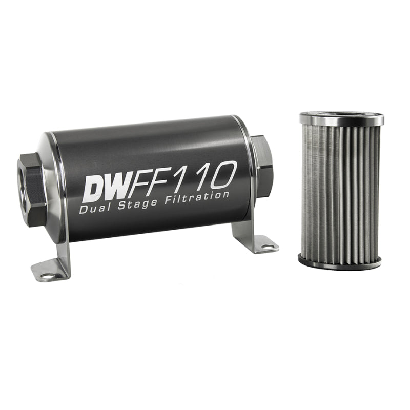 DeatschWerks Stainless Steel 10AN 10 Micron Universal Inline Fuel Filter Housing Kit (110mm) DeatschWerks Fuel Filters