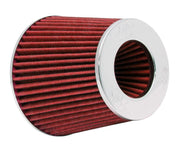 K&N Universal Air Filter Chrome Round Tapered Red - 4in ID x 1.125in L x 5.5in H (Multi Lingual) K&N Engineering Air Filters - Universal Fit
