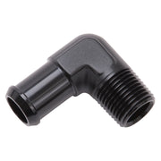Edelbrock Hose End 90-Deg 1/2In NPT to 1/2In Barb Black Anodize Edelbrock Fittings