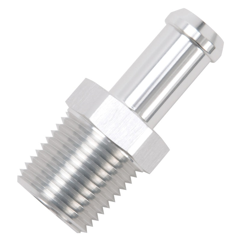 Edelbrock Hose End Straight 1/2In NPT to 1/2In Barb Clear Anodize Edelbrock Fittings