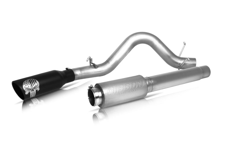 Gibson 11-14 Ford F-150 XLT 3.7L 4in Patriot Skull Series Cat-Back Single Exhaust - Stainless Gibson Catback