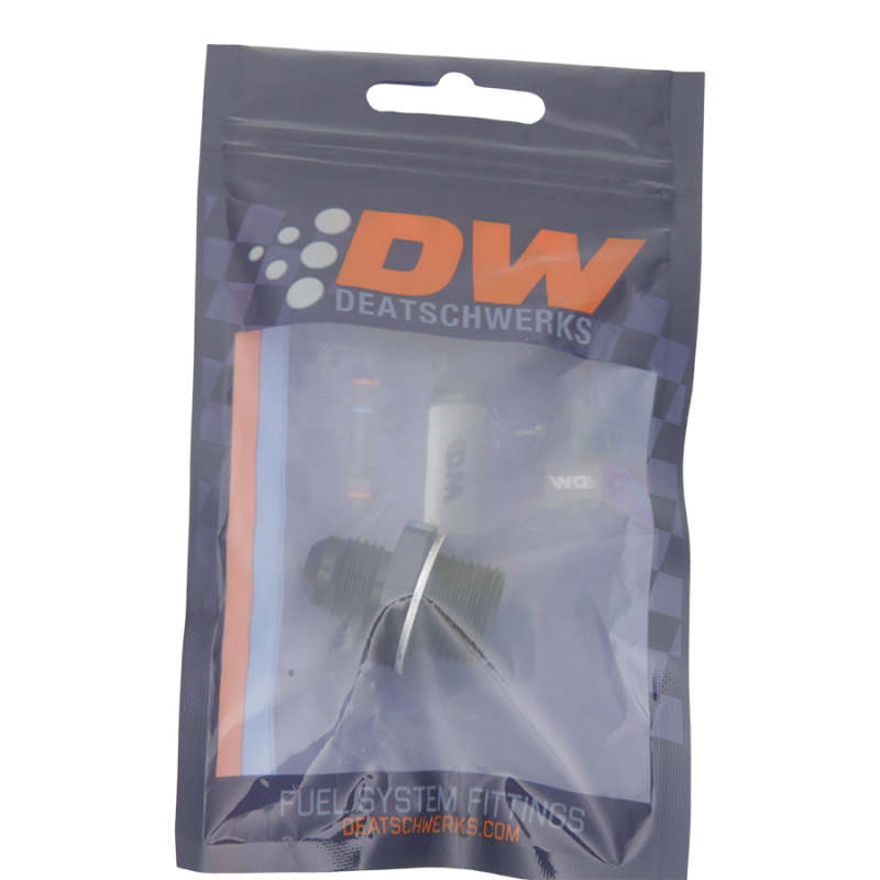 DeatschWerks 6AN Male Flare to M18 X 1.5 Male Metric Adapter (Incl Washer) - Anodized Matte Black DeatschWerks Fittings