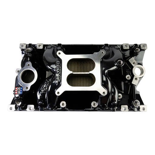 Edelbrock RPM Air-Gap Manifold for Small-Block Chevy Vortec - Black Plasma Finish Edelbrock Intake Manifolds