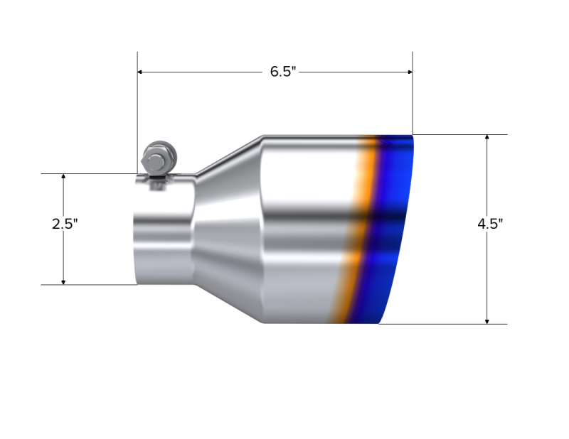 MBRP Universal Burnt SS Tip 2.5in ID / 4.5in OD Out / 6.5in Length Angle Cut Single Wall MBRP Tips