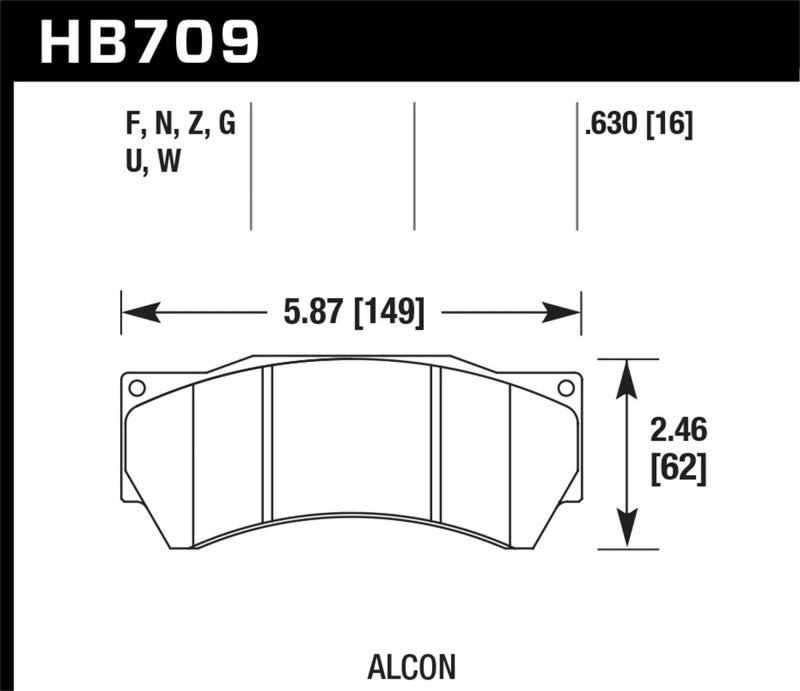 Hawk Performance Alcon Mono 6, Model 4497 DTC-70 Race Brake Pads Hawk Performance Brake Pads - Racing