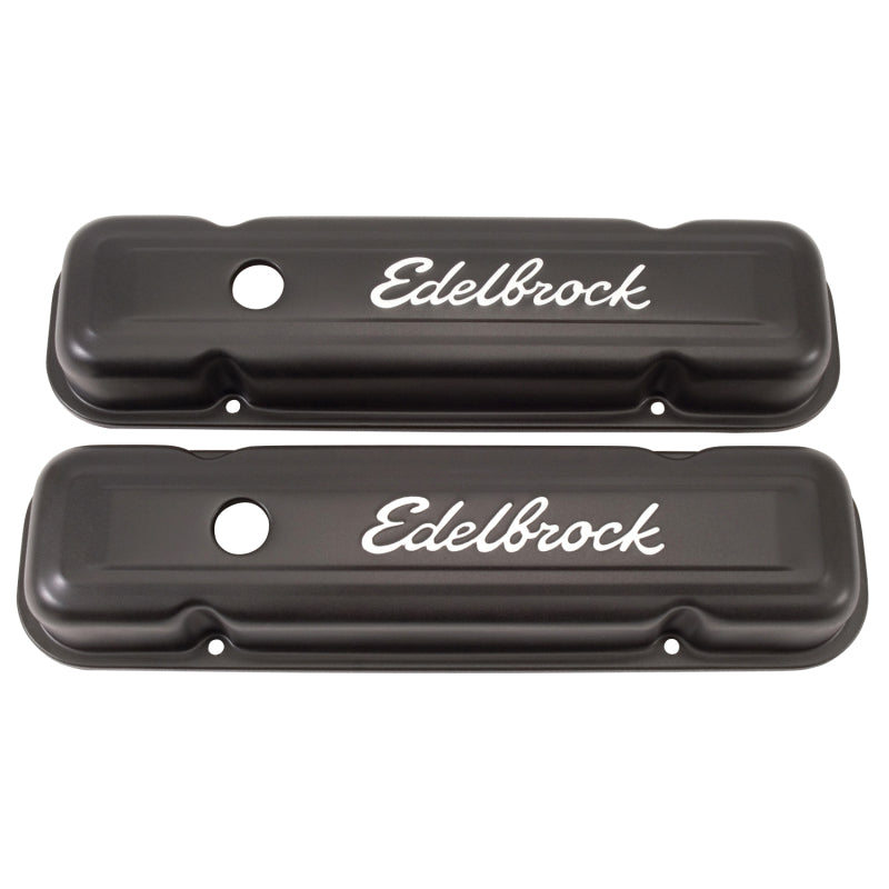Edelbrock Valve Cover Signature Series Pontiac 1962-1979 301-455 CI V8 Low Black Edelbrock Valve Covers