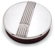 Edelbrock Air Cleaner Classic Series Round Aluminum Top Cloth Element 14In Dia X 3 9In Polished Edelbrock Air Filters - Universal Fit