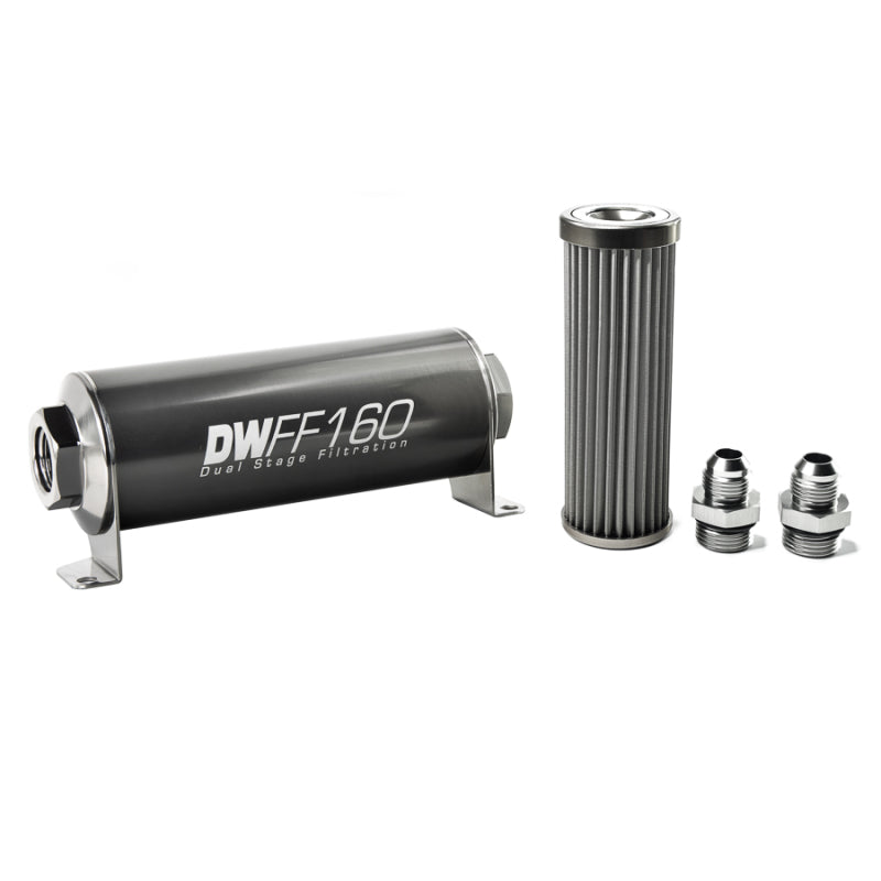 DeatschWerks Stainless Steel 8AN 40 Micron Universal Inline Fuel Filter Housing Kit (160mm) DeatschWerks Fuel Filters
