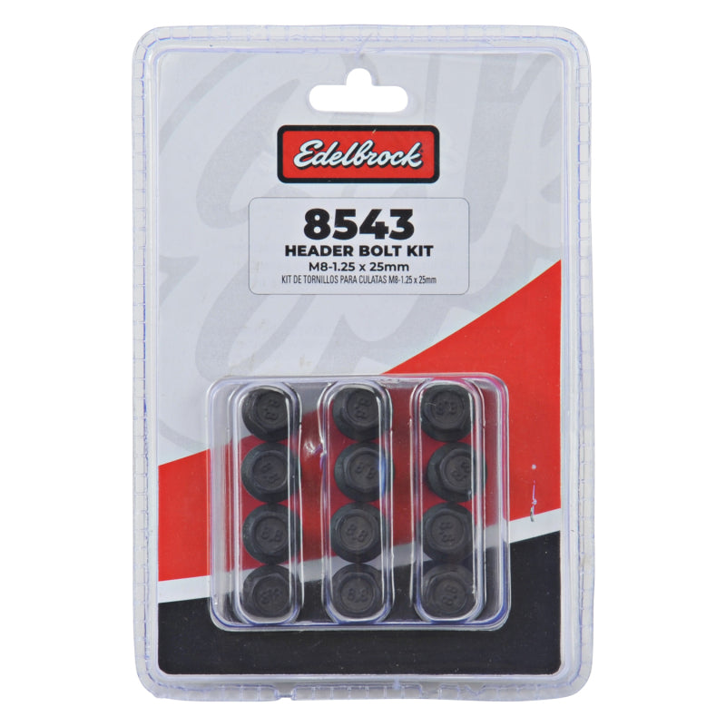 Edelbrock Exhaust Header Bolts M8-1.25 X 25mm, Black Oxide (Set Of 12) Edelbrock Hardware Kits - Other