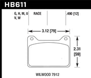 Hawk Willwood 7912 DTC-60 Race Brake Pads Hawk Performance Brake Pads - Racing