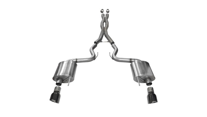 Corsa 2015-2017 Ford Mustang GT 5.0 3in Cat Back Exhaust Black Dual Tips (Sport) CORSA Performance Catback