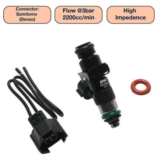 DeatschWerks Universal 2200cc Single Fuel Injector / 48mm Length / 14mm O-Ring Seals DeatschWerks Fuel Injectors - Single
