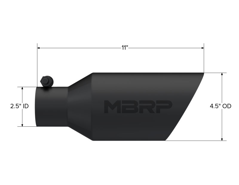 MBRP Universal Dual Wall Angle Rolled End Tip 4-1/2in OD / 2-1/2in Inlet / 11in Length - Black MBRP Tips