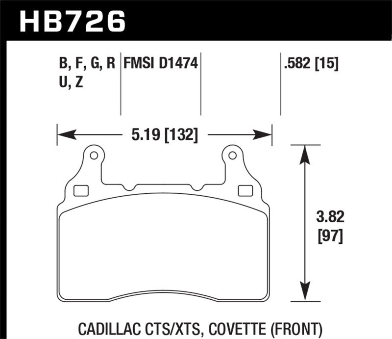 Hawk 2014 Chevrolet Corvette HPS 5.0 Front Brake Pads Hawk Performance Brake Pads - Performance