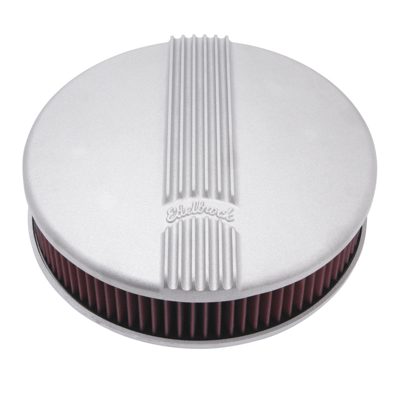 Edelbrock Air Cleaner Classic Series Round Aluminum Top Cloth Element 14In Dia X 3 9In Satin Edelbrock Air Filters - Universal Fit