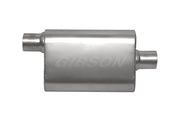 Gibson CFT Superflow Offset/Center Oval Muffler - 4x9x13in/2.5in Inlet/2.5in Outlet - Stainless Gibson Muffler