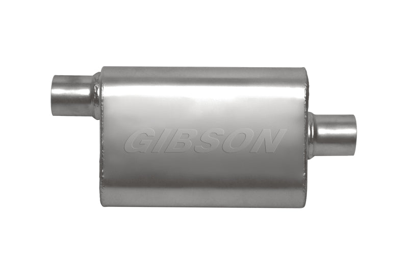 Gibson CFT Superflow Offset/Center Oval Muffler - 4x9x13in/2.5in Inlet/2.5in Outlet - Stainless Gibson Muffler
