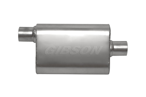 Gibson CFT Superflow Offset/Center Oval Muffler - 4x9x13in/2.5in Inlet/2.5in Outlet - Stainless Gibson Muffler