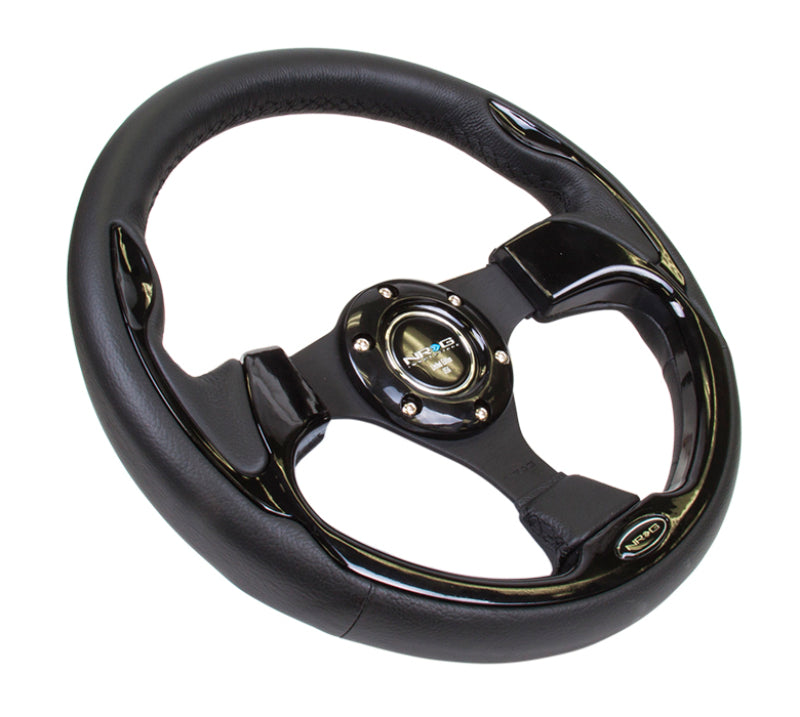 NRG Reinforced Steering Wheel (320mm) Blk w/Gloss Black Trim NRG Steering Wheels