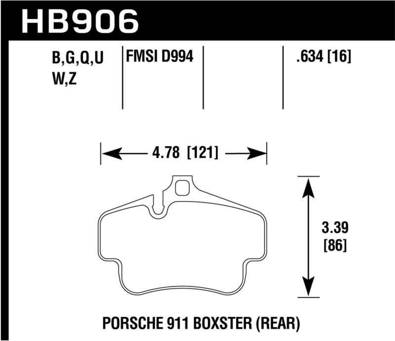 Hawk 2020 Porsche 718 Boxster 2.0L Base Ceramic Composite Brakes Rear ER-1 Brake Pads Hawk Performance Brake Pads - Racing