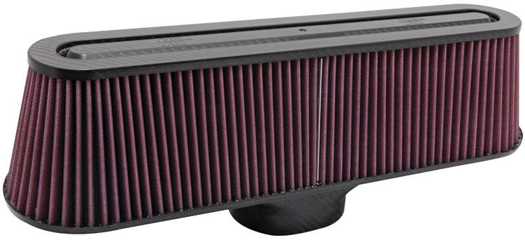 K&N Air Filter with Carbon Fiber Top and Base K&N Engineering Air Filters - Universal Fit