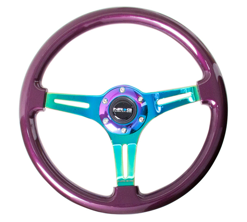 NRG Classic Wood Grain Steering Wheel (350mm) Purple Pearl Paint w/Neochrome 3-Spoke Center NRG Steering Wheels