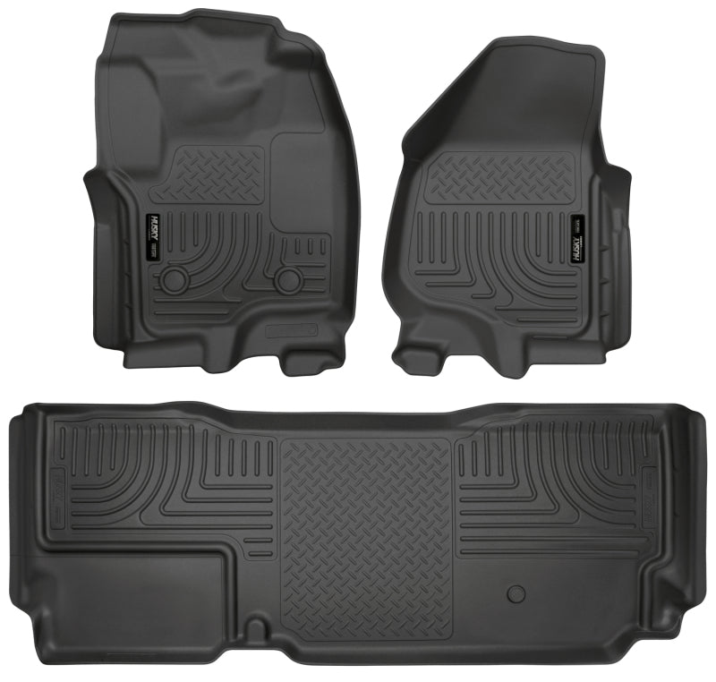 Husky Liners 2012.5 Ford SD Super Cab WeatherBeater Combo Black Floor Liners (w/o Manual Trans Case) Husky Liners Floor Mats - Rubber