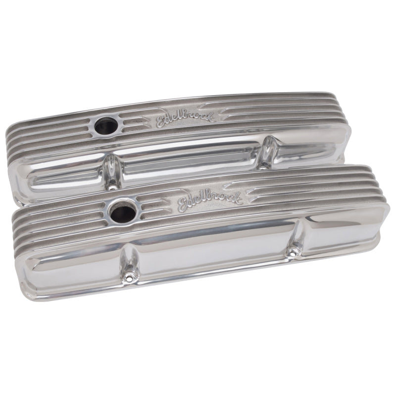 Edelbrock Valve Cover Classic Series Chevrolet 1959-1986 262-400 CI V8 Polshed Edelbrock Valve Covers