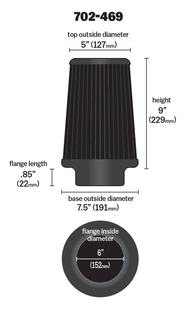 Airaid Universal Air Filter - Cone 6 x 7 1/4 x 5 x 9 - Blue SynthaMax Airaid Air Intake Components