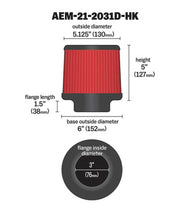 AEM Dryflow 3in. X 5in. Round Tapered Air Filter AEM Induction Air Filters - Universal Fit