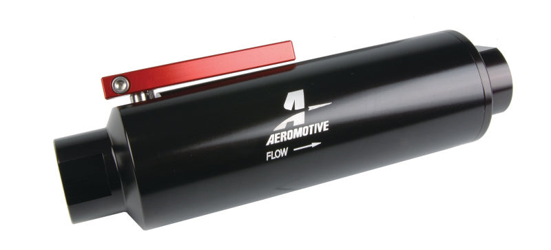 Aeromotive In-Line AN-12 Filter w/Shutoff Valve 100 Micron SS Element - Black Anodize Finish Aeromotive Fuel Filters
