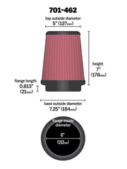 Airaid Universal Air Filter - Cone 6 x 7-1/4 x 5 x 7 Airaid Air Intake Components