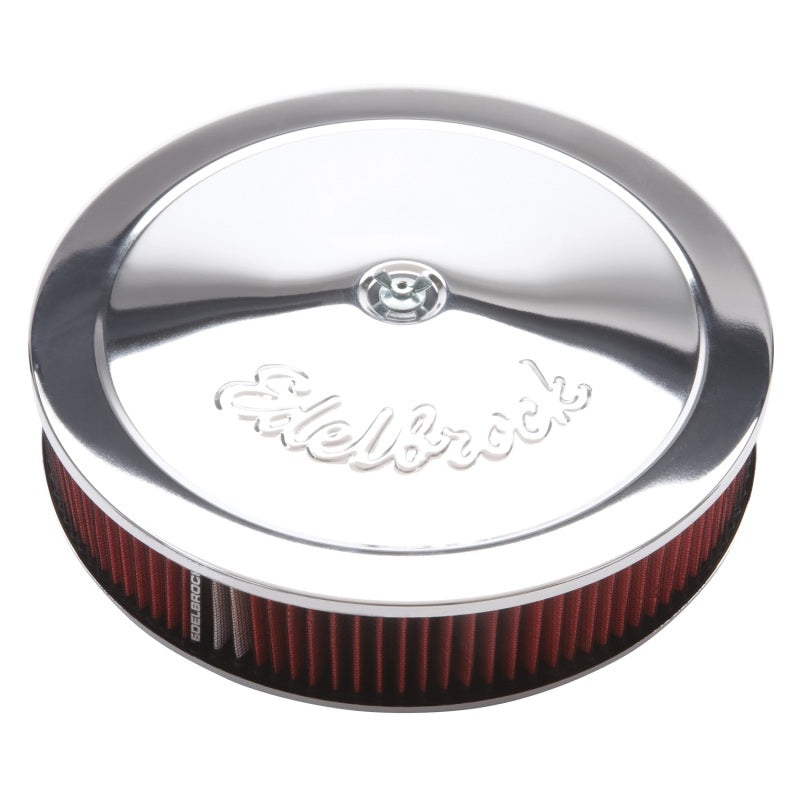 Edelbrock Air Cleaner Pro-Flo Series Round 14 In Diameter Cloth Element 3/8In Dropped Base Chrome Edelbrock Air Filters - Universal Fit