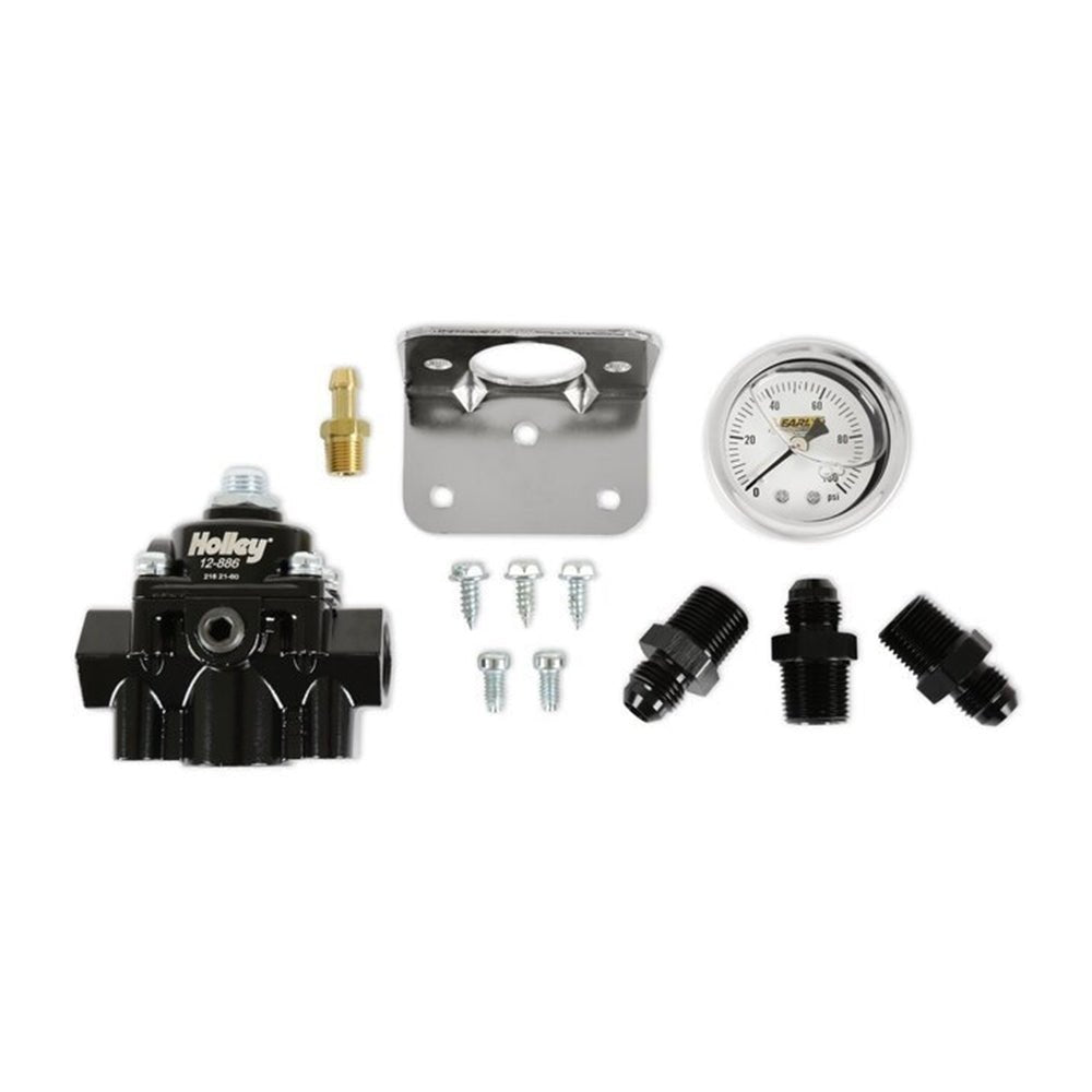 HOLLEY DIE CAST EFI BYPASS FUEL PRESSURE REGULATOR KIT 15-60 Psi - Fittings and Gauge Included 12-886KIT HOLLEY