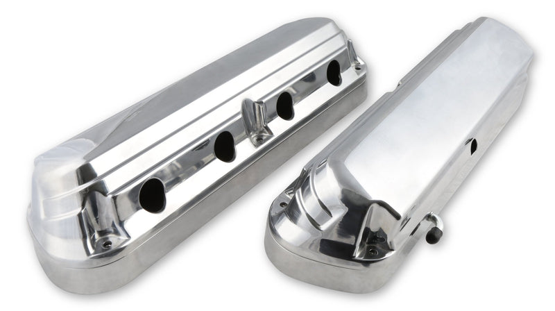 Holley Valve Covers - Vintage Series - Finned - SBC - Satin Black Machined Holley Autoparts
