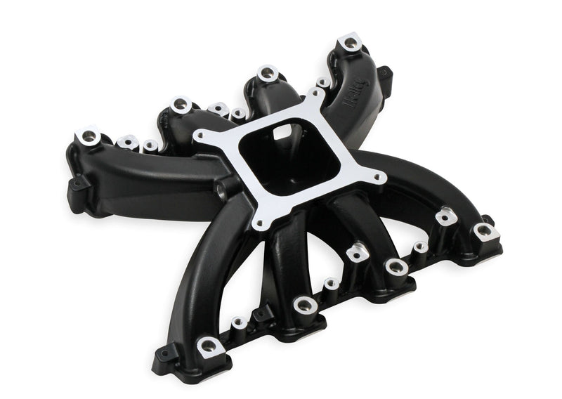 Holley Vintage Finned Valve Cover - "Holley" Script - SBC - Center Bolt - Satin Black Machined Holley Autoparts