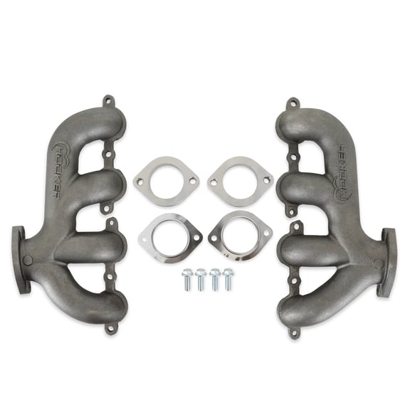 Hooker BlackHeart LS Swap Exhaust Manifolds - Rear Dump - Natural Cast
