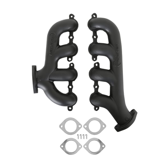 Hooker BlackHeart LS Swap Exhaust Manifolds - Rear Dump SBC Exit - Black