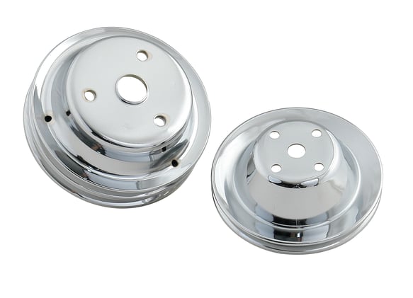 Mr. Gasket Chrome Pulley Set - Single Groove Upper, Double Groove Lower MR GASKET